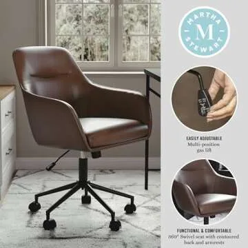 Martha Stewart Rayna Elegant Office Chair in Faux Leather