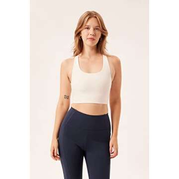 Girlfriend Collective Paloma Racerback Bra, Ivory SM
