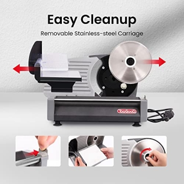 TooGood Meat Slicer 180W Electric Food Slicer with Adjustable Thickness