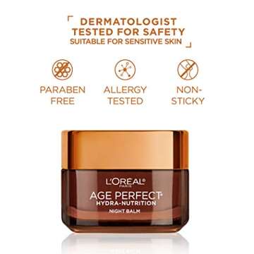 L'Oreal Paris Skincare Age Perfect Hydra Nutrition Ultra Nourishing Honey Night Balm, Face Moisturiz...