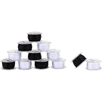 SINGER SINGER 42145 Class 15 Black & White Threaded Bobbins, Black, White 12 Count