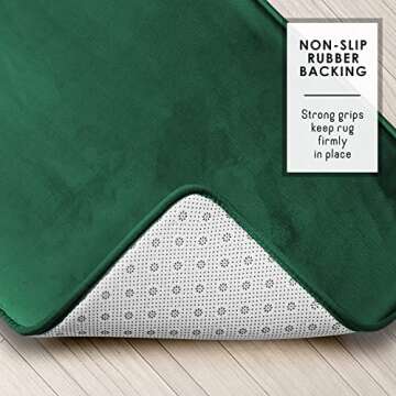 Clara Clark 3 Piece Bathroom Rugs Bath Mat Set, Velvet Memory Foam Bath Mats for Bathroom - Non-Slip, PVC Backing Bath Rugs, Washable Bathroom Rug Mats - Dries Quickly, Green Bathroom Rug Set