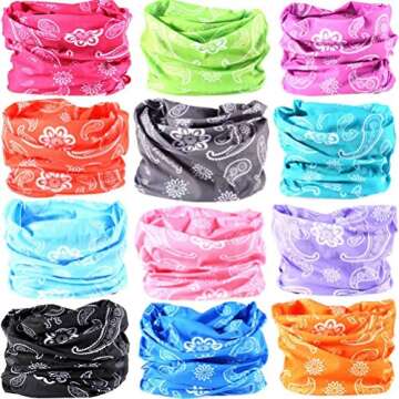 DEMIL Multifunctional Sports Stretchable Seamless Casual Headband Sweatband Magic Camo Scarf Balaclava Headwear Head Wrap (12PCS-Pink Rains)