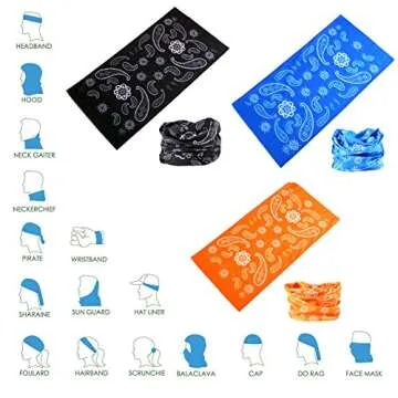 DEMIL Multifunctional Sports Stretchable Seamless Casual Headband Sweatband Magic Camo Scarf Balaclava Headwear Head Wrap (12PCS-Pink Rains)