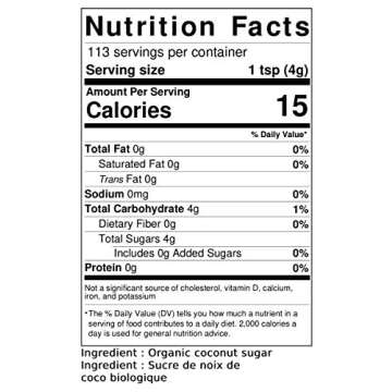 Jans Organic Coconut Sugar (16 Oz Pack of 1) - Organic Brown Coconut Sugar Derived from Fresh Coconu...