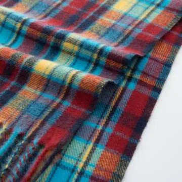 CALVIN & OLIVIA Ultra-Soft Winter Cashmere Feel Scarf Plaid Multi-Color Warm Long Unisex Winter Scarves Perfect Holiday Gift for Women Men Multi Color Bright Yellow Blue Black Tartan