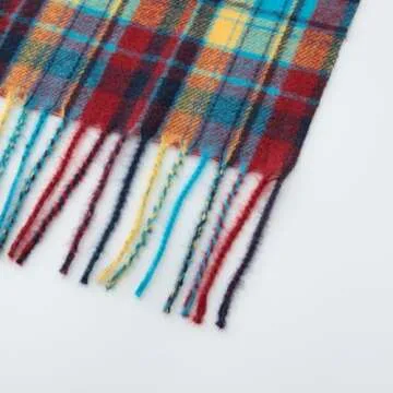 CALVIN & OLIVIA Ultra-Soft Winter Cashmere Feel Scarf Plaid Multi-Color Warm Long Unisex Winter Scarves Perfect Holiday Gift for Women Men Multi Color Bright Yellow Blue Black Tartan