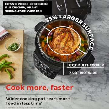 Instant Pot RIO Wide Base, 7.5 Quarts, Large Searing Base, WhisperQuiet Steam Release, 7-in-1 Electric Multi-Cooker, Pressure Cooker, Slow Cooker, Rice Cooker, Steamer, Sauté, Yogurt & Warmer