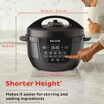 Instant Pot RIO Wide Base, 7.5 Quarts, Large Searing Base, WhisperQuiet Steam Release, 7-in-1 Electric Multi-Cooker, Pressure Cooker, Slow Cooker, Rice Cooker, Steamer, Sauté, Yogurt & Warmer