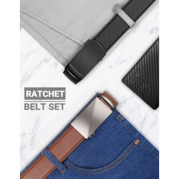 Zitahli 2 Pack Ratchet Leather Belt for Men