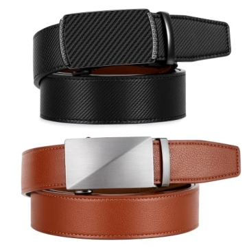 Zitahli 2 Pack Ratchet Leather Belt for Men