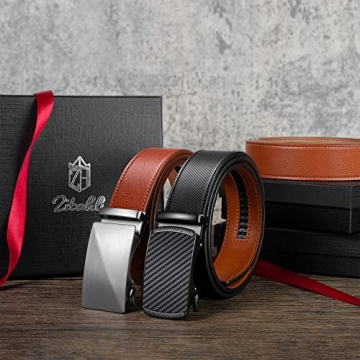 Zitahli 2 Pack Ratchet Leather Belt for Men
