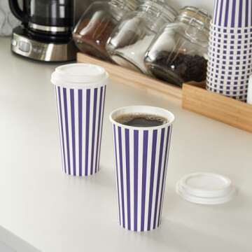 20 Ounce Disposable Coffee Cups with Lids - Stylish!