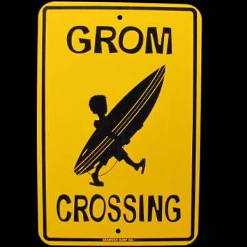 Treasure Gurus Grom Surfing Sign Surfer Boy Kid W Surfboard Surf Board