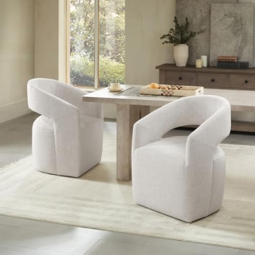 KISLOT Rolling Dining Chair Set of 2 in Cream