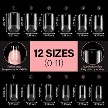 AILLSA Short Square Nail Tips 360Pcs Half Matte No Filed Full Cover Nail Tips Soft Gel False Nail Tips Clear Gelly Nail Tips for Press On Nail Extension 12 Sizes With Gift Box