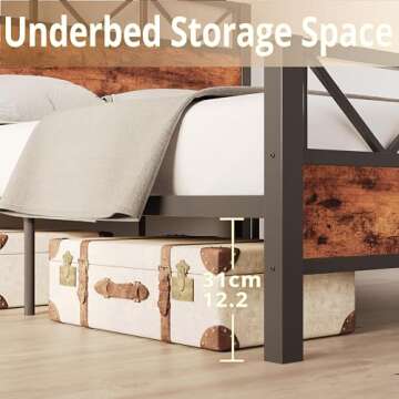 LIKIMIO King Bed Frame - Vintage Industrial Style