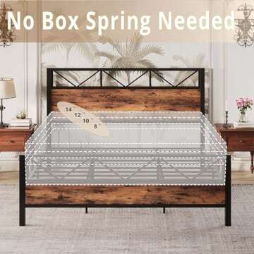 LIKIMIO King Bed Frame - Vintage Industrial Style