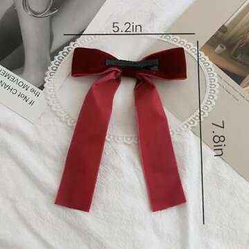 2Pcs Black And Red Velvet Hair Bow Hair Ties Bows For Women Clip Velvet Hair Ribbon Headband With Bow Silk Hair Bow Cute Bridal Bow Toddler Girl Hair Clips Baby Teen Girl Hair Styling Accessories