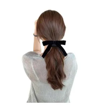 2Pcs Black And Red Velvet Hair Bow Hair Ties Bows For Women Clip Velvet Hair Ribbon Headband With Bow Silk Hair Bow Cute Bridal Bow Toddler Girl Hair Clips Baby Teen Girl Hair Styling Accessories