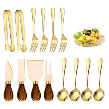 Gold Charcuterie Accessories Set - 14 Pcs Utensils for Entertaining