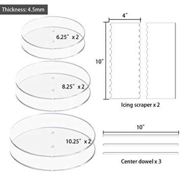 EAMATE Acrylic Cake Discs Set - Round Buttercream Cake Decorating Tools with 6 Acrylic Discs(2 Each ...