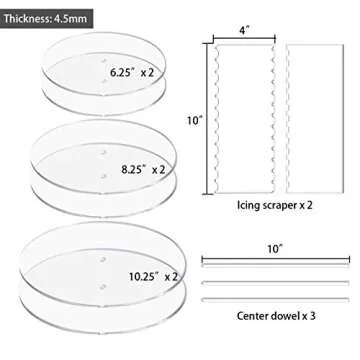 EAMATE Acrylic Cake Discs Set - Round Buttercream Cake Decorating Tools with 6 Acrylic Discs(2 Each ...