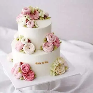 EAMATE Acrylic Cake Discs Set - Round Buttercream Cake Decorating Tools with 6 Acrylic Discs(2 Each of 6.25”, 8.25”, 10.25"), 2 Icing Scraper and 3 Center Dowel - for Serving Bake Goods