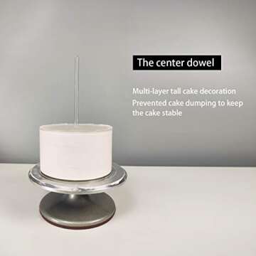 EAMATE Acrylic Cake Discs Set - Round Buttercream Cake Decorating Tools with 6 Acrylic Discs(2 Each of 6.25”, 8.25”, 10.25"), 2 Icing Scraper and 3 Center Dowel - for Serving Bake Goods