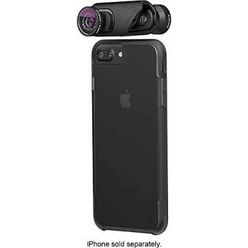 olloclip — CORE Lens Set + OLLO CASE Combo for iPhone 8/8 Plus & iPhone 7/7 Plus — Includes 2 iPhone Cases + Super-Wide, FISHEYE & Macro Premium Glass Lenses — Lens: Black/Black, Cases: Clear