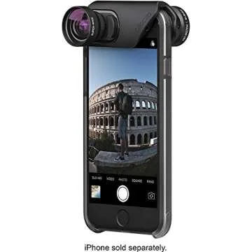olloclip — CORE Lens Set + OLLO CASE Combo for iPhone 8/8 Plus & iPhone 7/7 Plus — Includes 2 iPhone Cases + Super-Wide, FISHEYE & Macro Premium Glass Lenses — Lens: Black/Black, Cases: Clear