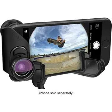 olloclip — CORE Lens Set + OLLO CASE Combo for iPhone 8/8 Plus & iPhone 7/7 Plus — Includes 2 iPhone Cases + Super-Wide, FISHEYE & Macro Premium Glass Lenses — Lens: Black/Black, Cases: Clear