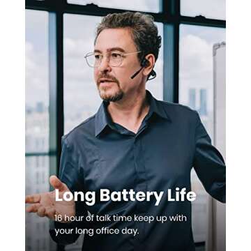 Shokz (AfterShokz)OpenComm UC Bone Conduction Bluetooth Stereo Computer Headset with Loop100 USB-A Adapter-Wireless PC Headphones Noise-Canceling Boom Microphone for Home Office Use,with Bookmark