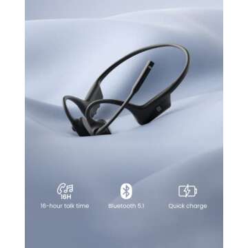 Shokz (AfterShokz)OpenComm UC Bone Conduction Bluetooth Stereo Computer Headset with Loop100 USB-A Adapter-Wireless PC Headphones Noise-Canceling Boom Microphone for Home Office Use,with Bookmark