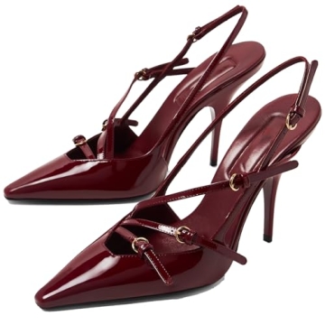 Elevate Your Elegance with YIYA Cherry Red Slingback Kitten Heels