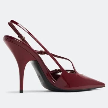 YIYA Elegant Cherry Red Slingback Kitten Heels for Women