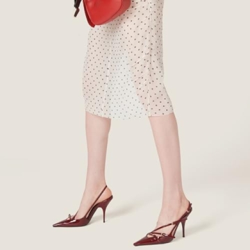 YIYA Elegant Cherry Red Slingback Kitten Heels for Women