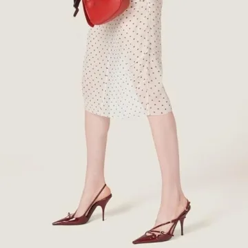 YIYA Elegant Cherry Red Slingback Kitten Heels for Women