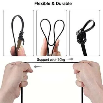 Cat 8 Ethernet Cable 20 FT, BUSOHE 40Gbps 2000MHz Cat8 High Speed Flat Internet Network Patch Cord, SFTP Shielded Lan Wire with Gold Plated RJ45 Connector for Outdoor Indoor, with 15 Clips- 20FT Black