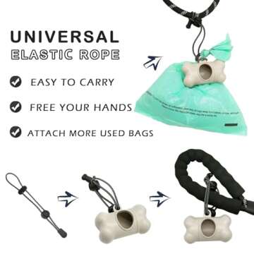 Dog Poop Pickup Bags Holder Dispenser with 1 Roll Random Color Leak-proof Scented Doggy Waste Bags and Carabiner with Safety Lock Plus Hook and Loop Fastener Never Loose on Leash Lead Again (Beige)