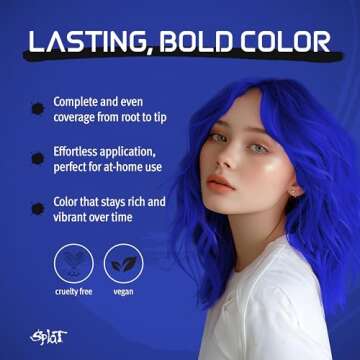 Splat Euphoric Blue Semi Permanent Hair Dye Kit with Bleach, 1 Application, Includes Blue Hair Dye, ...