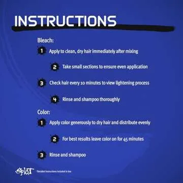 Splat Euphoric Blue Semi Permanent Hair Dye Kit with Bleach, 1 Application, Includes Blue Hair Dye, Oxide & Bleach Powder, Vegan & Cruelty Free Hair Color