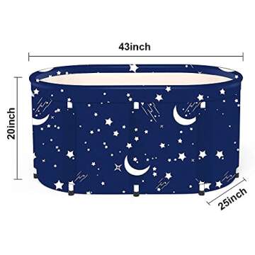 Portable Bathtub For Adults Folding Soaking Bath Tub Thickening To Keep Temperature Foldable freestanding bathtub For Shower Stall Suitable For Two Persons 43"x 25"x 20"(Blue Sky)