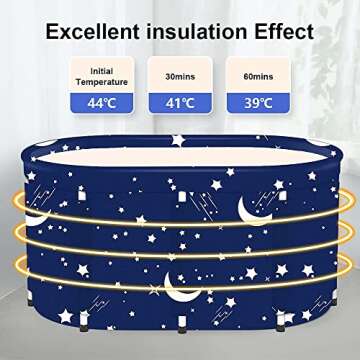 Portable Bathtub For Adults Folding Soaking Bath Tub Thickening To Keep Temperature Foldable freestanding bathtub For Shower Stall Suitable For Two Persons 43"x 25"x 20"(Blue Sky)