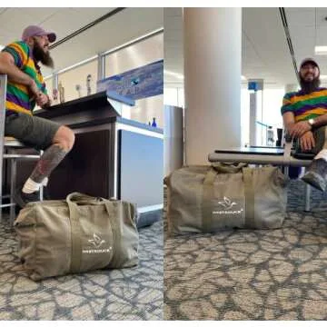 Heavy Duty HOPLITE Parachute Duffel Bag, Foldable Extra Large Multipurpose use, Tactical Canvas Cargo Bag with Snap-Closure for Military, Outdoor, Travel, Storage (Olive, Standard 24" x 15" x 13)