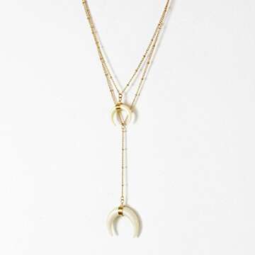 WORTHTRYIT Women's Crescent Moon Pendant Necklace Set