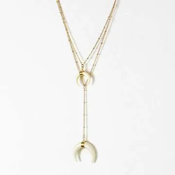 WORTHTRYIT Women's Crescent Moon Pendant Necklace Set
