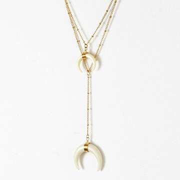 WORTHTRYIT Women's Crescent Moon Pendant Necklace Set
