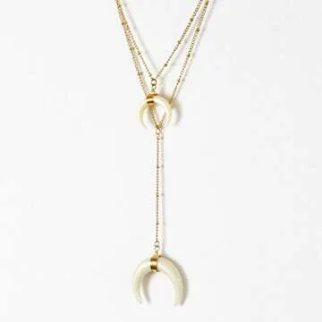 WORTHTRYIT Women's Crescent Moon Pendant Necklace Set
