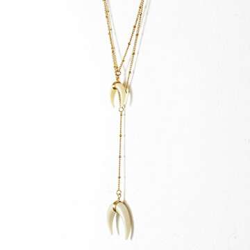 WORTHTRYIT Women's Crescent Moon Pendant Necklace Set